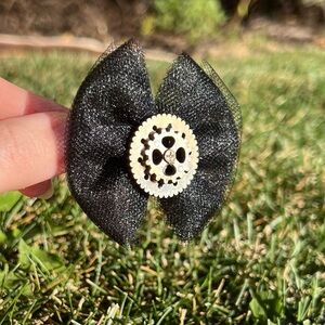 Steampunk Black Mesh Bow Hair Clip
